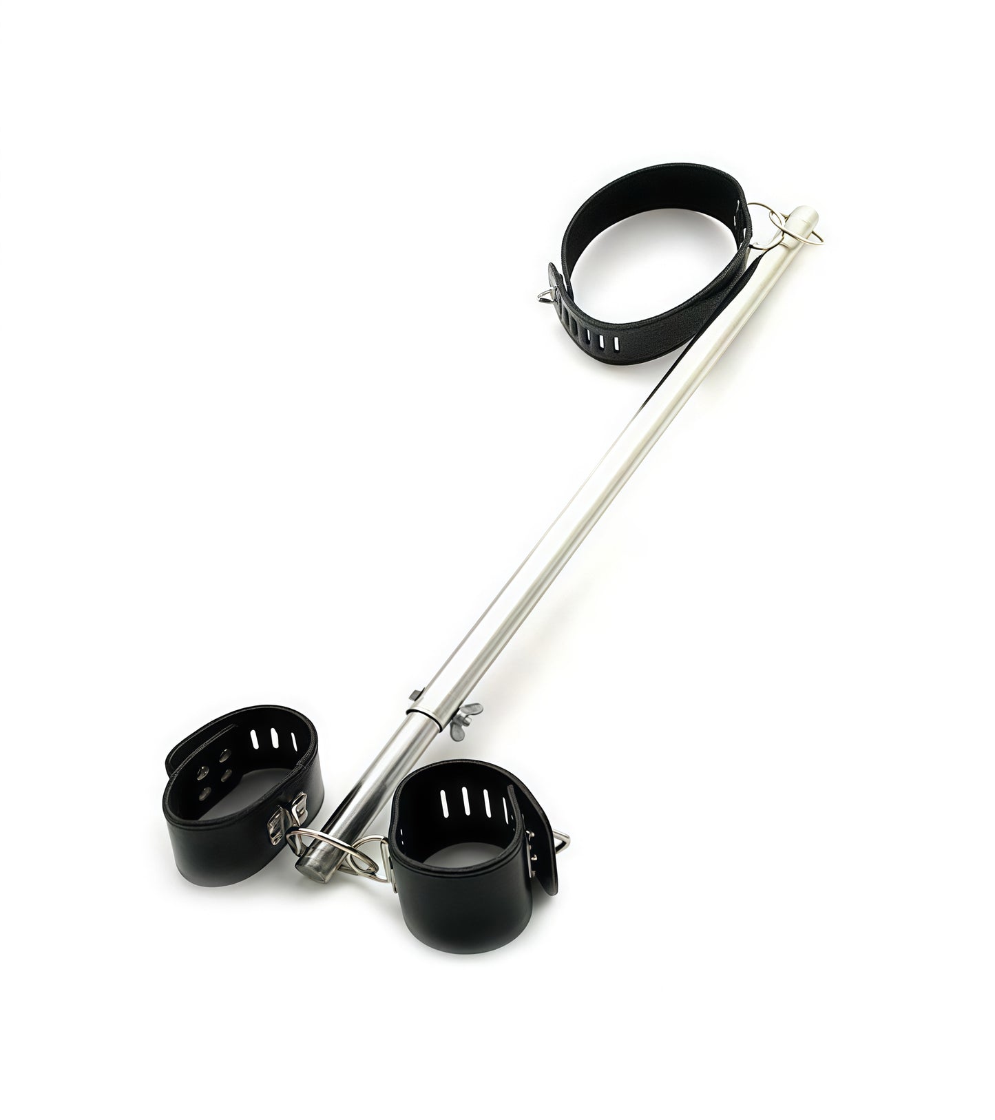 Spreader Lock Arm Bar with Adjustable Leather Cuffs & Collar — Premium BDSM Restraint by Perfectra Distribution