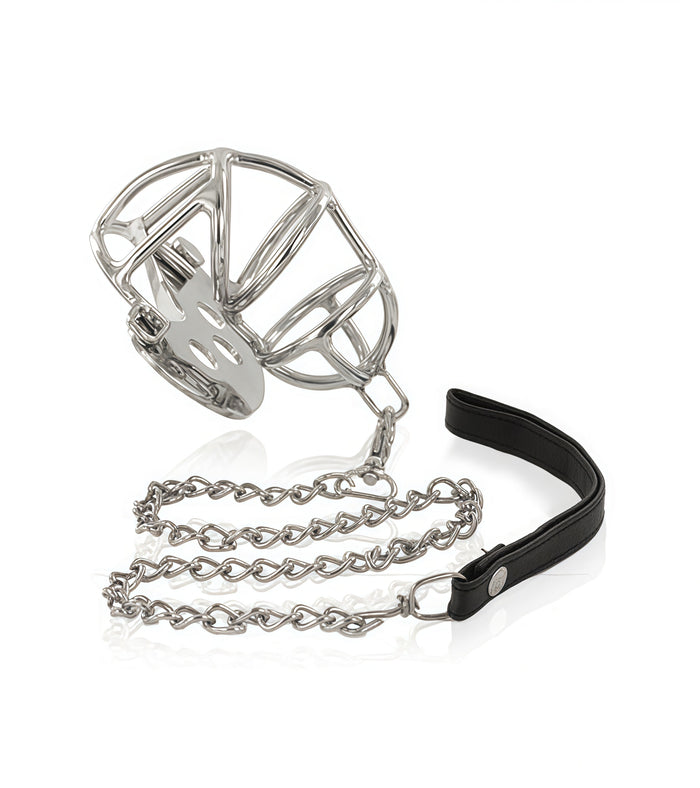 Stainless Steel Chastity Cock Cage with Lead – Total Control, Absolute Submission