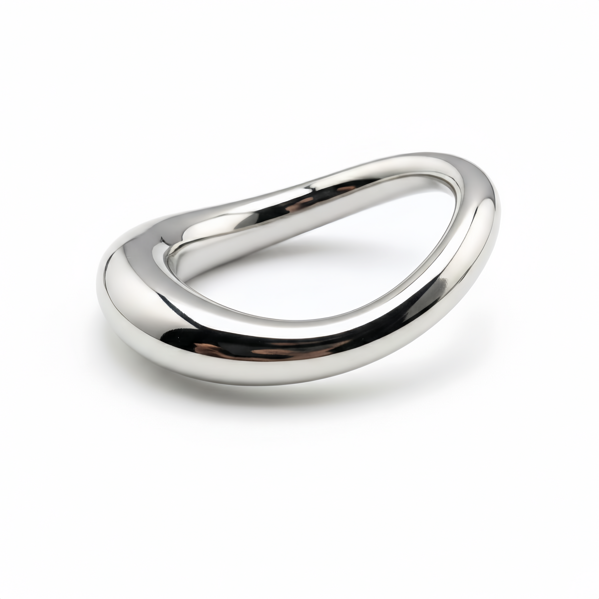 Stainless Steel Ergonomic Cock Ring – Contoured Comfort Fit Metal Ring