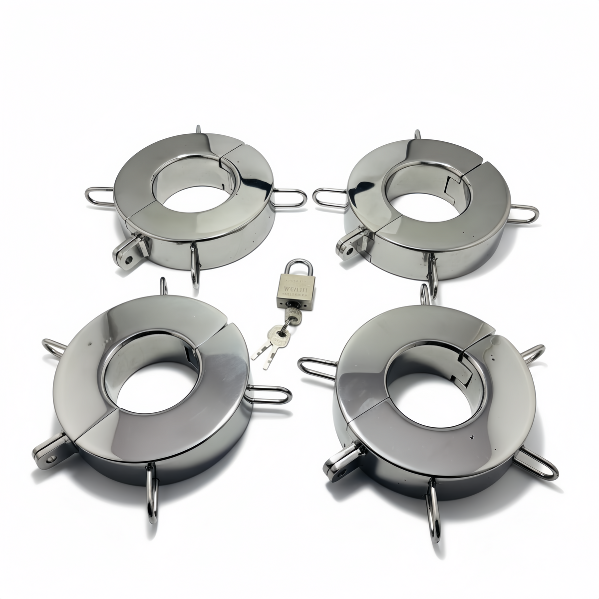 Stainless Steel Extreme Dungeon Restraint Set – Ultra Heavy Wrist & Ankle Cuffs