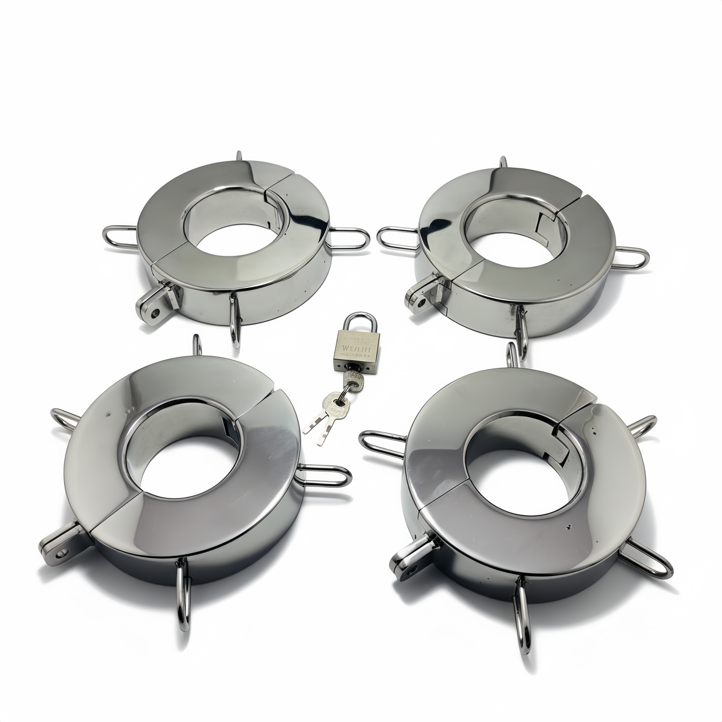 Stainless Steel Extreme Dungeon Restraint Set – Ultra Heavy Wrist & Ankle Cuffs