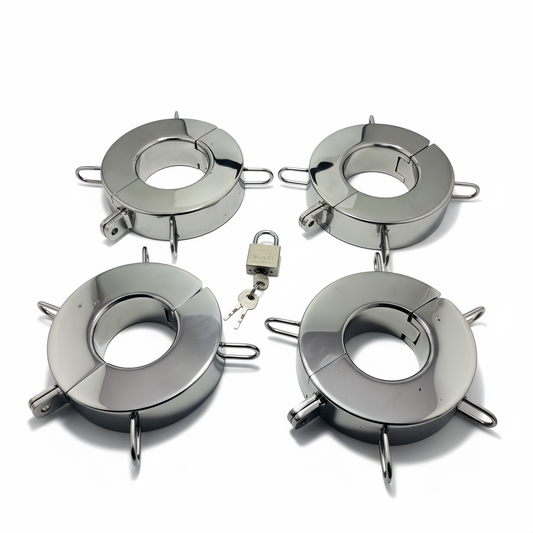 Stainless Steel Extreme Dungeon Restraint Set – Ultra Heavy Wrist & Ankle Cuffs