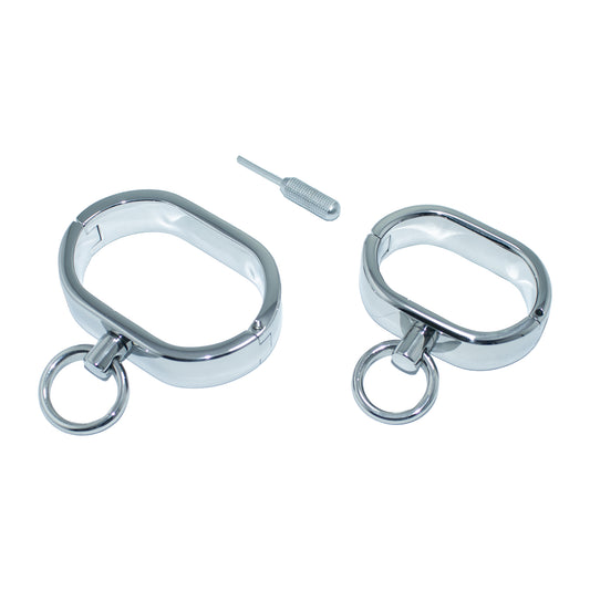 Stainless Steel Oval Handcuffs — Premium BDSM Accessory by Perfectra Distribution