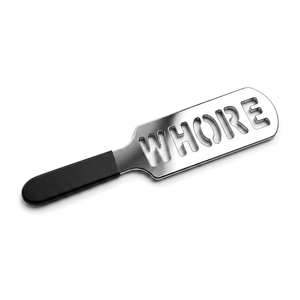 Stainless Steel Engraved Paddle - Whore Cutout BDSM Impact Paddle