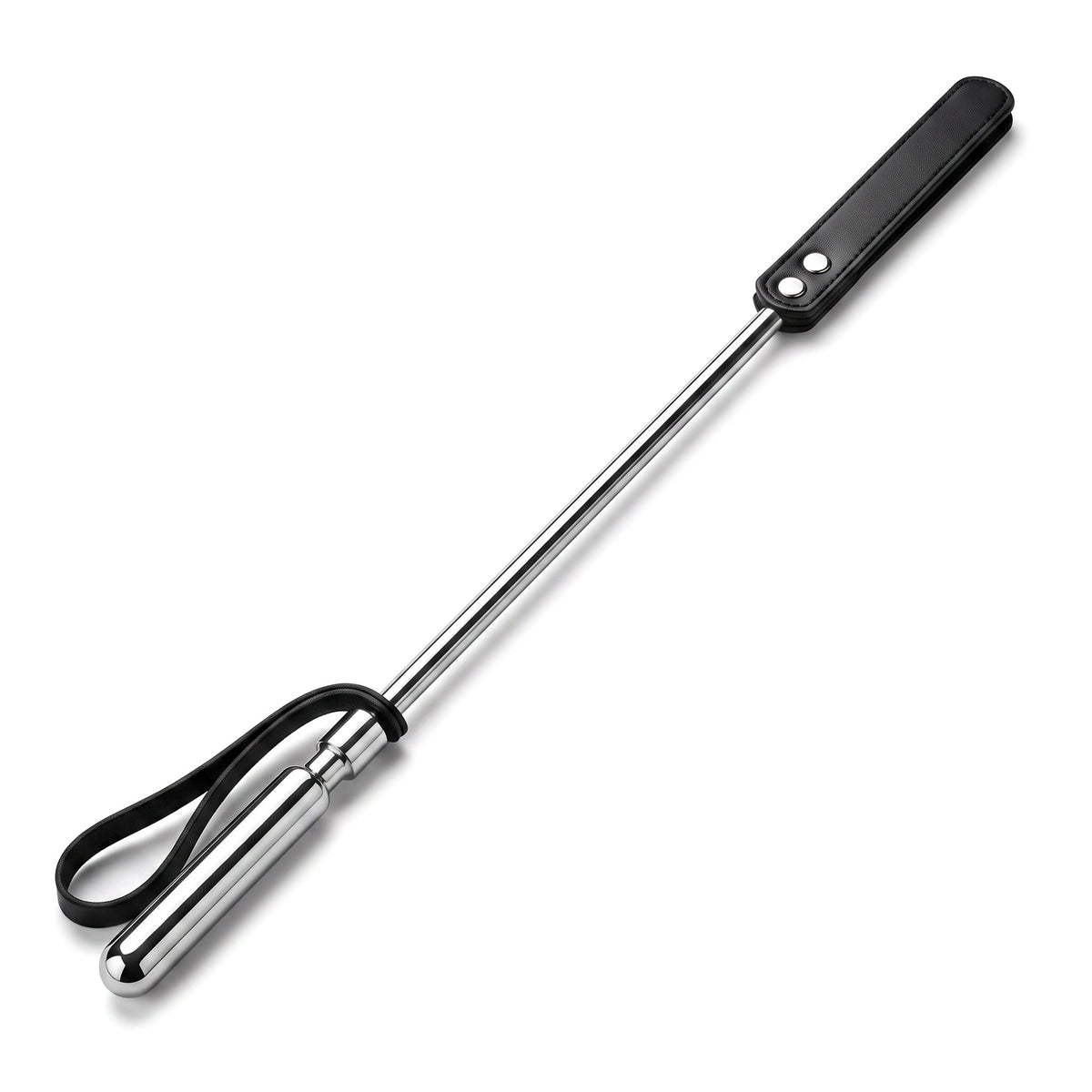 Polished Stainless Steel Riding Stick designed for BDSM discipline, domination, roleplay, and controlled impact play.