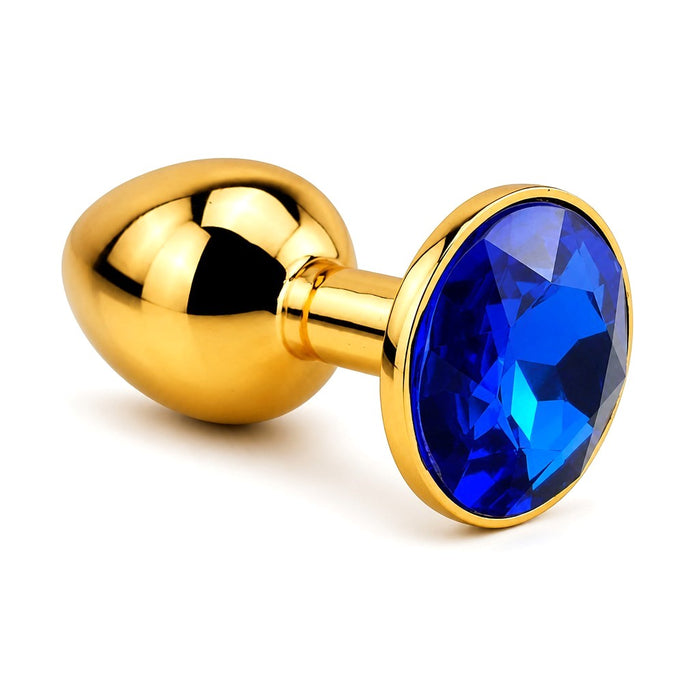 Smooth Jeweled Butt Plug with Gold Coating