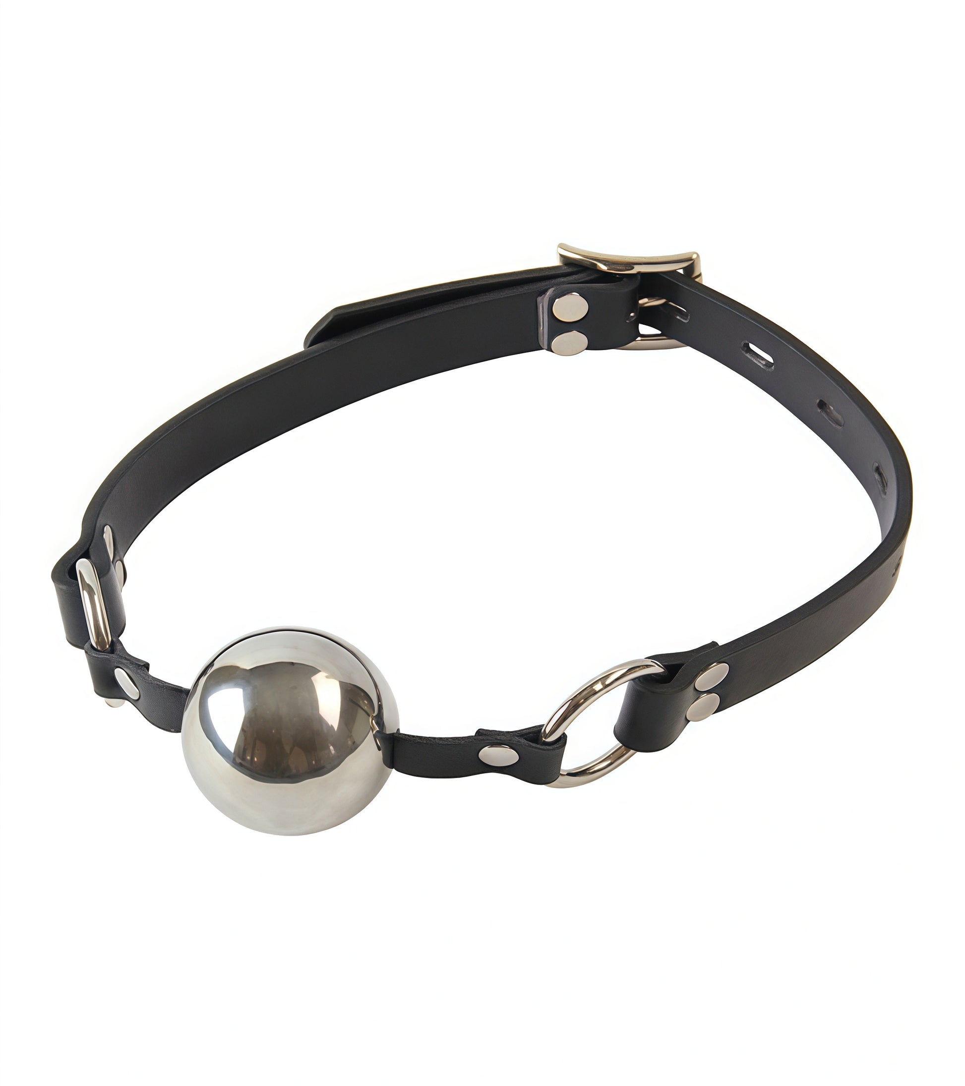 Steel Ball Mouth Gag with solid   AISI 304 SURGICAL STEEL ball and leather strap