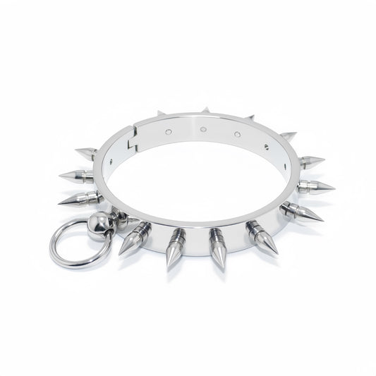 Steel Spiked Collar with O-Ring — Premium BDSM Accessory by Perfectra Distribution