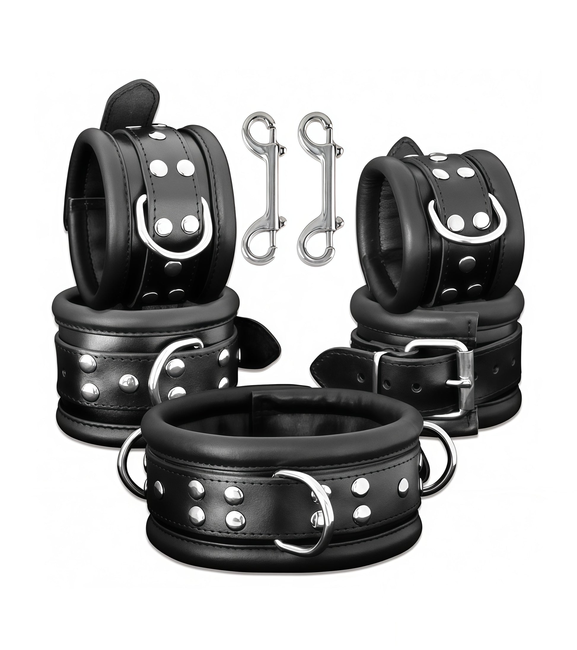 Supreme Leather Bondage Set – Premium Black Padded Restraint Kit