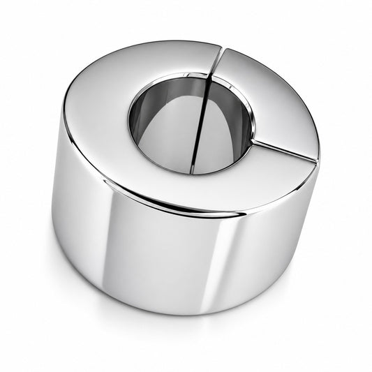 The Stainless Steel Bomber Ball Stretcher by Perfectra Distribution is a premium quality CBT device designed for experienced users seeking secure and intense ball stretching. This device offers a smooth, mirror-polished finish ideal for extended wear and easy sterilization. Engineered for comfort and maximum restraint, it is assembled with screws that include an Allen key for convenient setup.