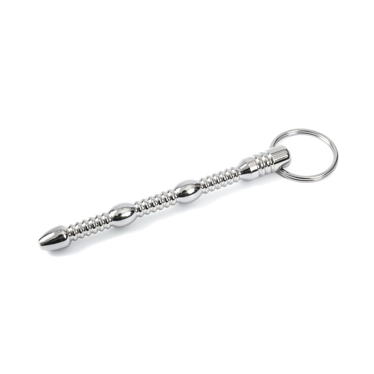 The Millipede Sound Penis Plug in Stainless Steel featuring a polished, segmented design for enhanced stimulation.