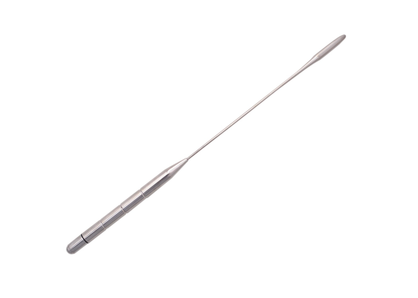 Titanium Tip Extra Long Vibrator with silver finish and extended shaft