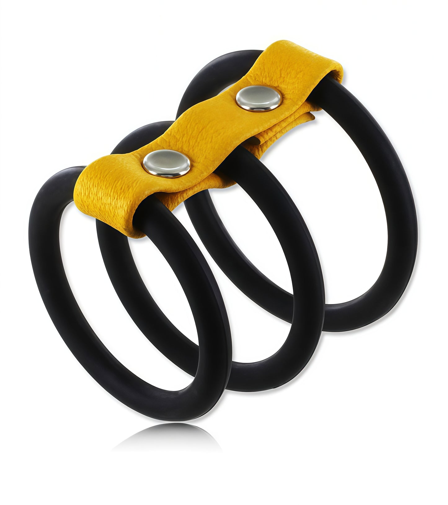 Triple Silicone Cock Ring in Black and Yellow with Max Control