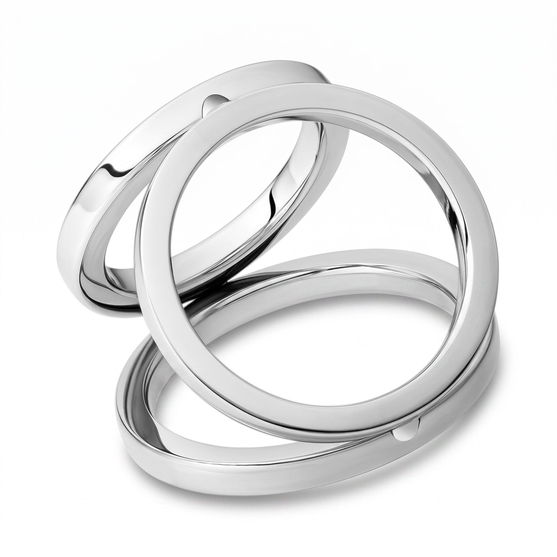 This premium Triple Cock Ring Flat features three interconnected rings of varying sizes designed to position the penis and testicles comfortably and securely. Made from polished AISI 304 SURGICAL STEEL, this handmade intimate piece combines durability with a sleek silver finish for a premium look and feel.