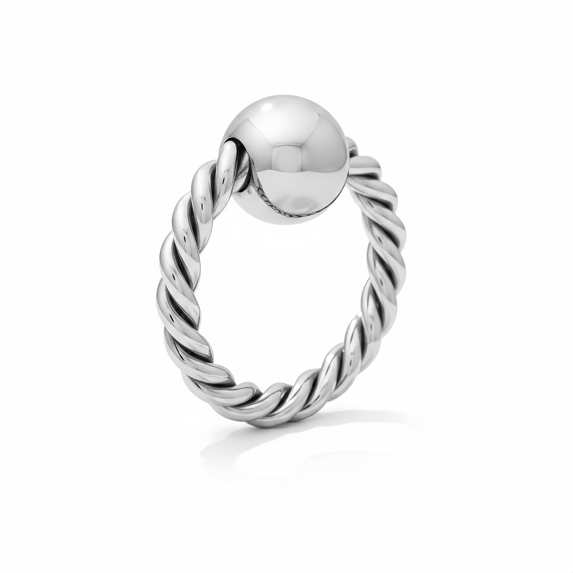 Twisted Wire Glan Ring polished silver     AISI 304 SURGICAL STEEL with twisted design