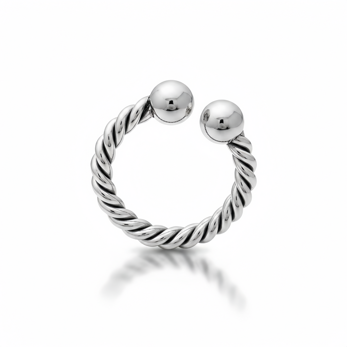 Twisted Wire Horseshoe Glans Ring – Stainless Steel Twisted Design Ring