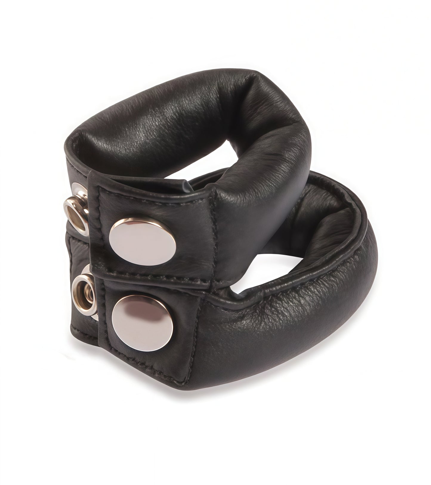Weighted Cock & Ball Double Strap - Dual-Locking Leather CBT with Hanging Weight