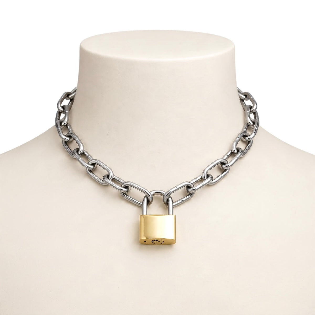 stainless steel chain choker collar with padlock