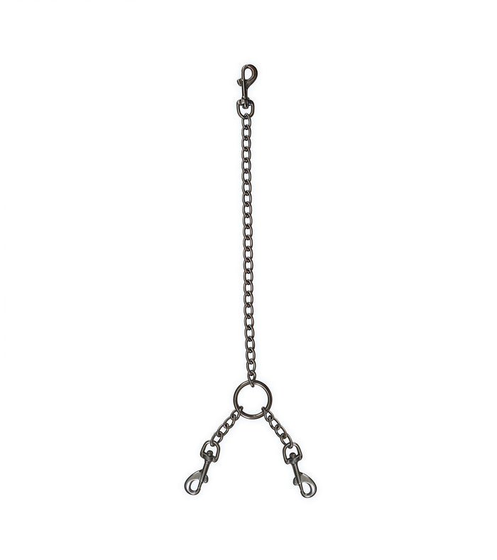 Y-Shaped Chain Hogtie – Leather & Stainless Steel Bondage