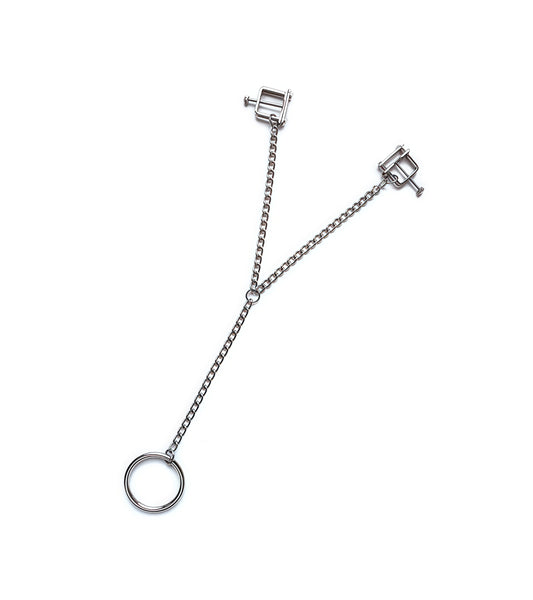 Y-Style Nipple Clamps with Cock Ring Chain – Perfectra Distribution
