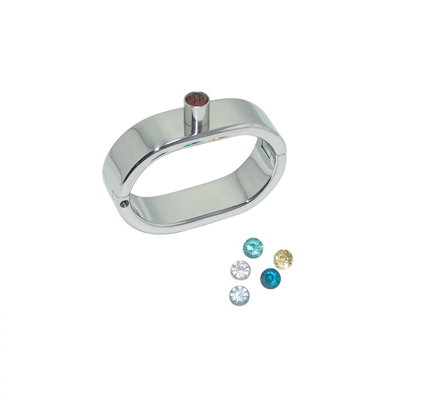 Oval Handcuffs with Jewel on Mount – Premium Stainless Steel Restraints by Perfectra Instruments