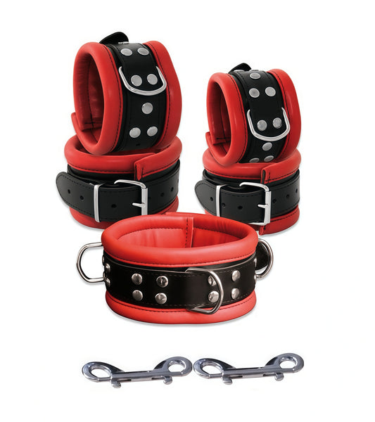 Supreme Leather Bondage Set – Premium Red Padded Restraint Kit