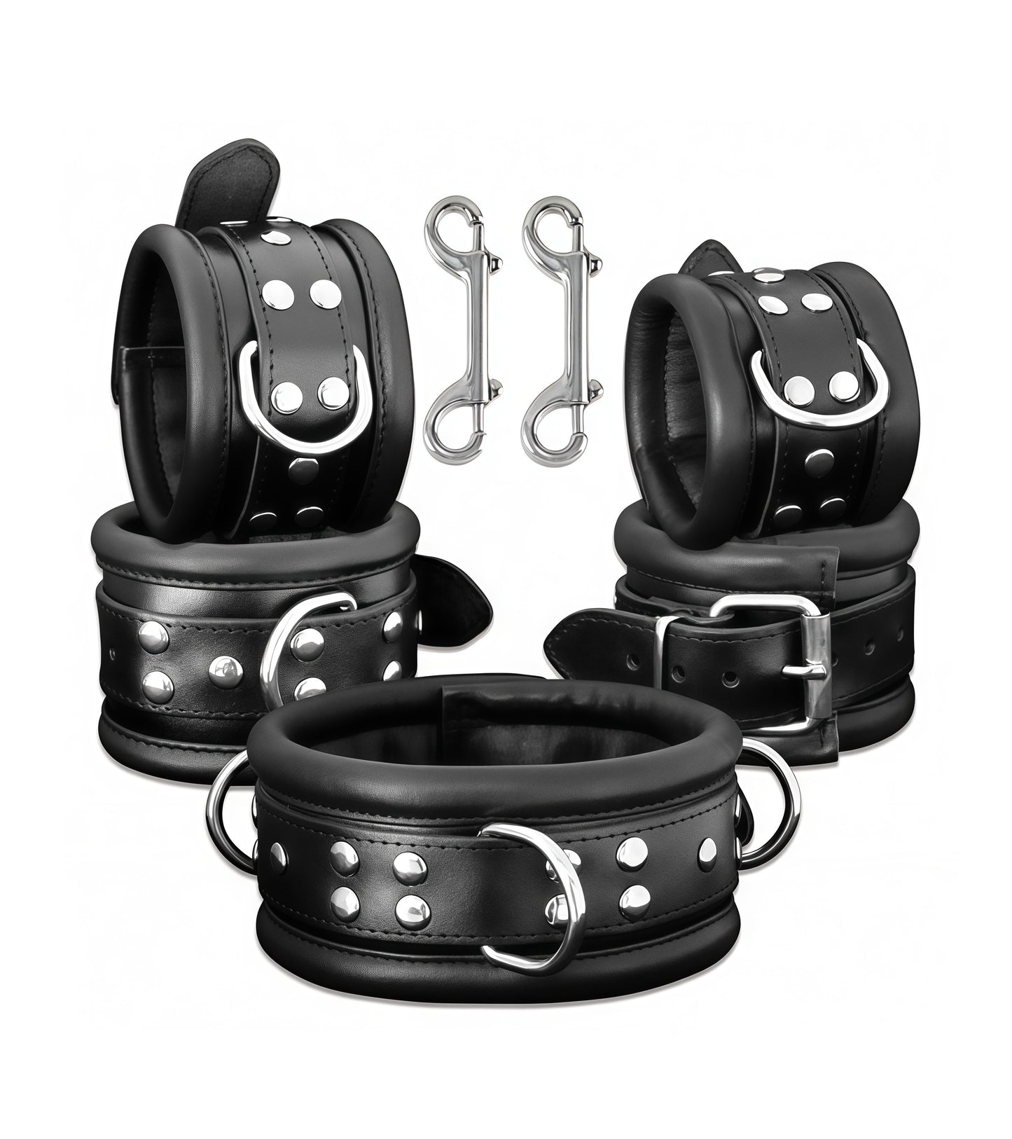 Supreme Leather Bondage Set – Premium Black Padded Restraint Kit
