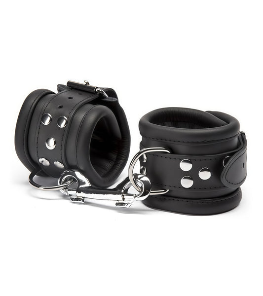 Premium Padded Leather Wrist & Ankle Cuffs – Black Pair by Perfectra Instruments