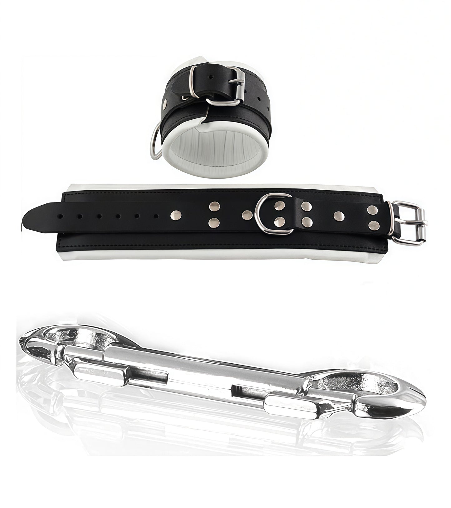 Premium Padded Leather Wrist & Ankle Cuffs – White Pair by Perfectra Instruments