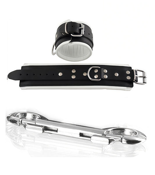 Premium Padded Leather Wrist & Ankle Cuffs – White Pair by Perfectra Instruments
