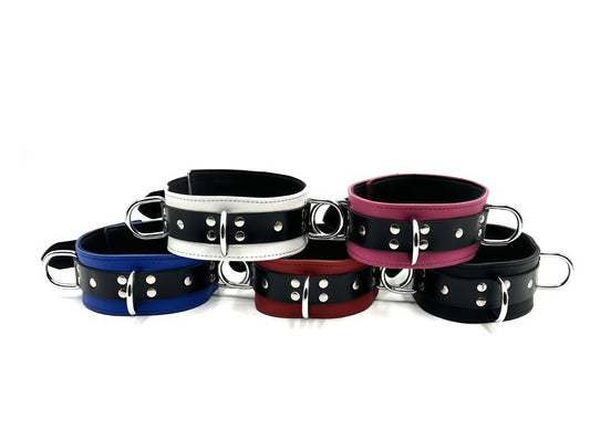 Padded Leather Collar with Sturdy Rings | Premium Bondage Restraint