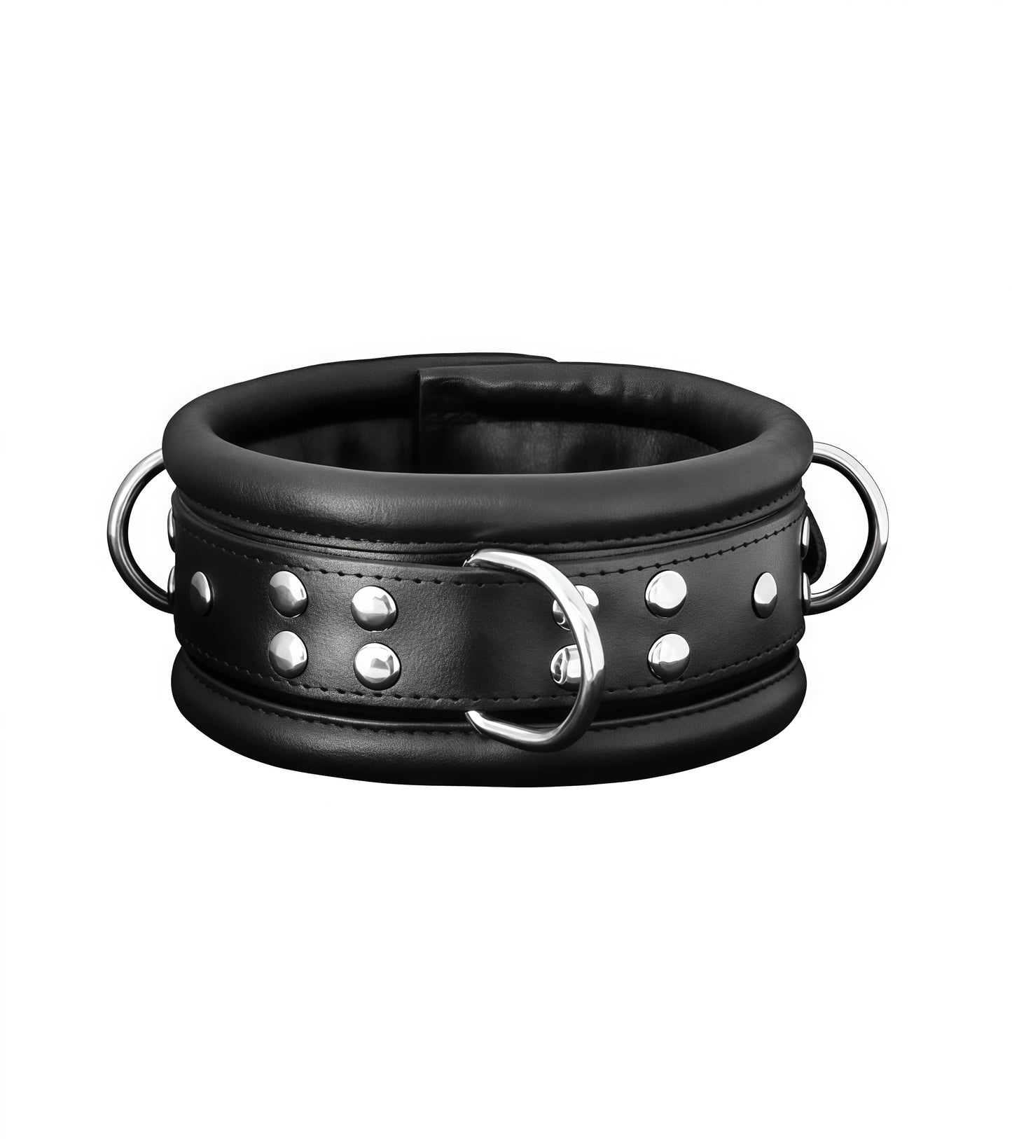 Premium Padded Leather Neck Collar – Black | High-Quality Bondage Restraint