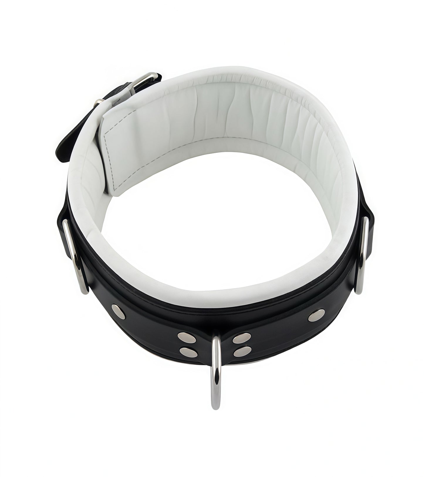 Premium Padded Leather Neck Collar – White | High-Quality Bondage Restraint
