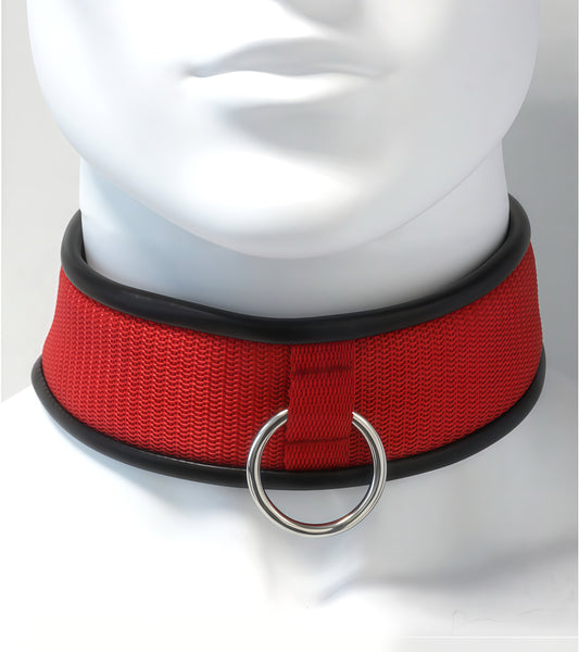 Deluxe Bondage Collar with Single O-Ring – Red | Premium Padded Restraint