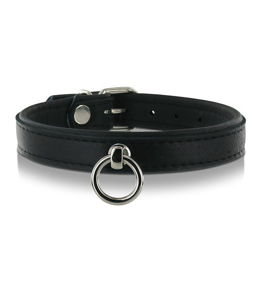 Slim Line Leather Neck Collar – Black | Sleek & Comfortable Bondage Restraint