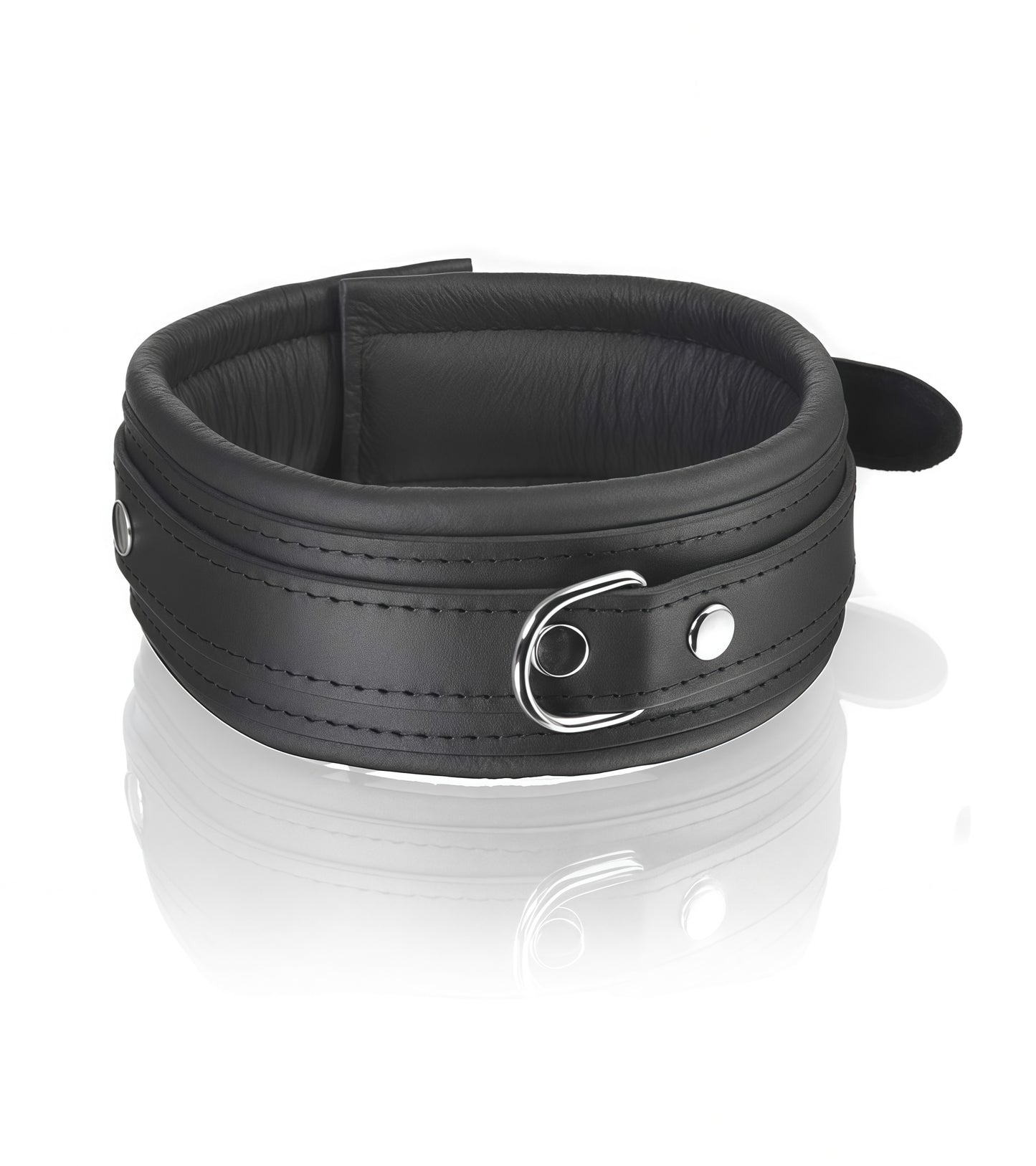 Premium Padded Leather Neck Collar – Pure Black | High-Quality Bondage Restraint