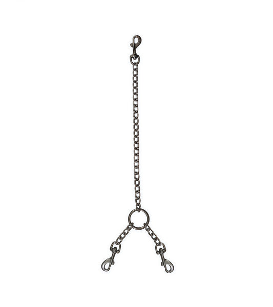 Y-Shaped Chain Hogtie – Premium Leather & Stainless Steel Bondage