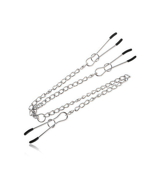 Nipple & Clip Clamp with Chain – Sleek Bondage Pressure & Visual Seduction
