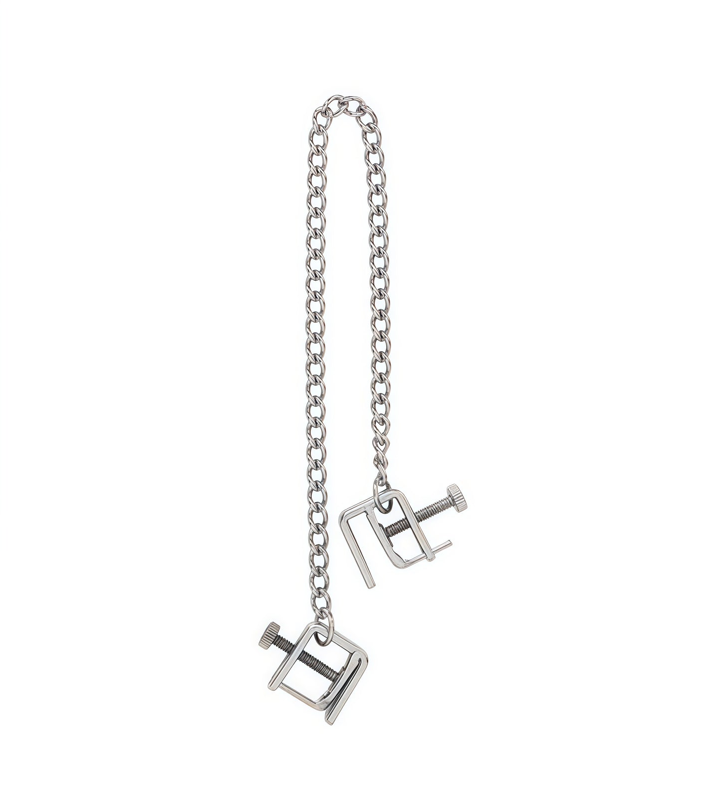 Heavy Duty Nipple Clamps with Chain – Brutal Pressure & Bondage in Stainless Steel