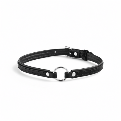 Leather Choker Collar with O-Ring – Adjustable Neck Collar with Metal Ring - Perfectra Distribution