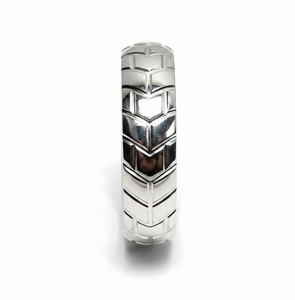 Tire Design Cock Ring – Textured Stainless Steel Grip Ring