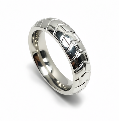 Tire Design Cock Ring – Textured Stainless Steel Grip Ring