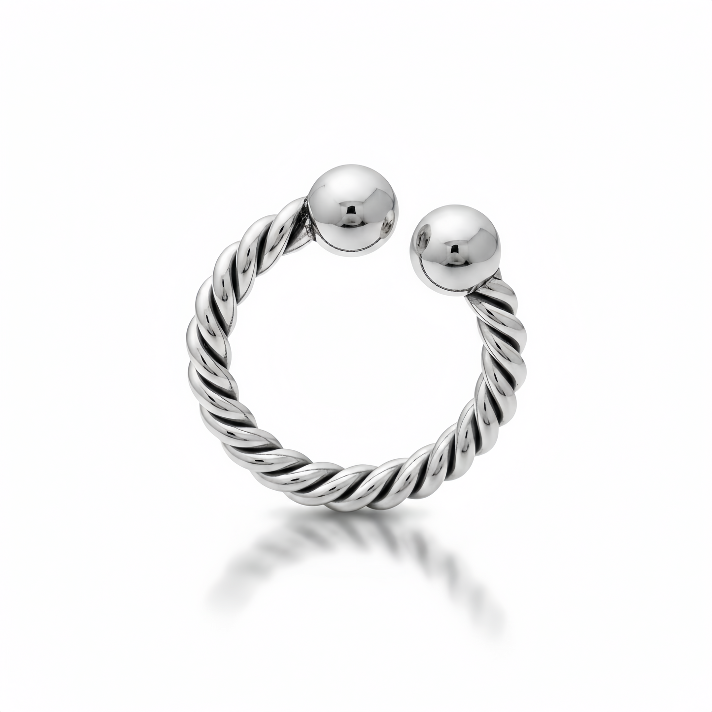 Twisted Wire Horseshoe Glans Ring – Stainless Steel Twisted Design Ring