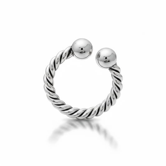 Twisted Wire Horseshoe Glans Ring – Stainless Steel Twisted Design Ring